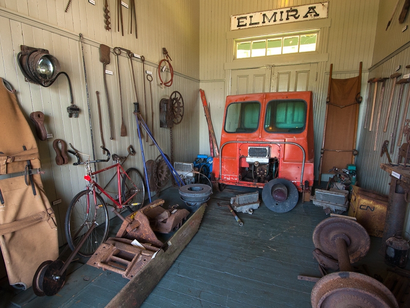 View of artifacts at Elmira Railway Museum, PEI